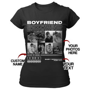 Custom Girlfriend T-Shirts: Personalize with Name, Photos & Text | Perfect Gift for Girlfriend on Anniversaries, Valentine's Day, Birthday and Special Occasions