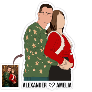 Hand-Drawn Faceless Couple Stickers: Personalized with Your Custom Photos | Unique Stickers Art Gift