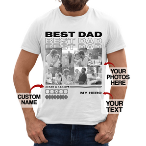 Custom Best Dad T-Shirts: Personalize with Family Photos & Text | Perfect Gift for Father's Day, Valentine's, Birthday, Anniversary, and Vacations