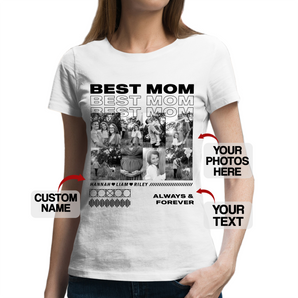 Custom Best Mom T-Shirts: Personalize with Family Photos & Text | Perfect Gift for Mother's Day, Valentine's, Birthday, Anniversary, and Vacations