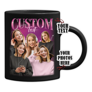 Bootleg Rap Mugs: Personalized with Your Photos | Vintage Graphic Design | Perfect for Any Occasion! Birthdays, Christmas, Valentine's Day & More!