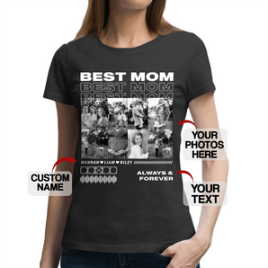 Personalized T-Shirts for Best Mom: Custom Your Photos And Text | Ideal for Mother's Day, Valentine's, Birthday, Anniversaries, and Getaways!