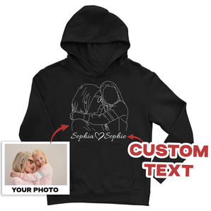 Personalized Black Hoodies for Grandmother: Hand-Drawn Designs from Your Photos | Unique Mother's Day Gift