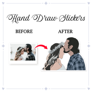 Hand-Drawn Faceless Couple Stickers: Personalized with Your Custom Photos | Unique Stickers Art Gift