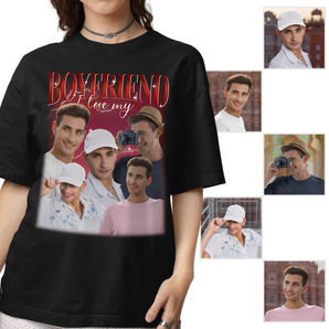 Custom Bootleg Rap Black T-Shirts: Personalized With Boyfriend's Photos | Unique Gifts for Her | Vintage Graphic Tees | I Love My Boyfriend