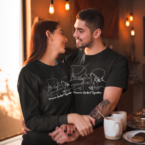Line Art Black V-Neck T-Shirts: Personalized Designs for Wife | Unique Gifts for Special Occasions