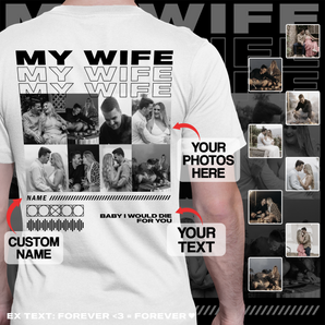 Custom White T-shirts: Personalize with Your Photos and Text for Husband and Wife | Perfect Couple's Gift | Ideal for Valentine's, Birthdays & Special Occasions