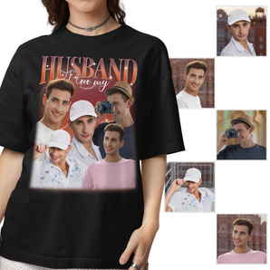 Custom Bootleg Rap Black T-Shirts: Personalized With Husband's Photos | Unique Gifts for Her | Vintage Graphic Tees | I Love My Husband