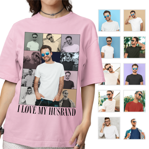 Custom Eras Tour Retro Vintage 90s Outfit White T-Shirts: Personalized With Husband's Photos | Unique Gifts for Her | I Love My Husband