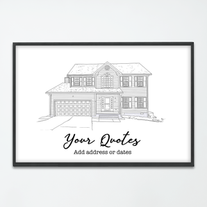Custom Home Portrait Line Art Poster Art: Unique Wall Decor | Perfect Housewarming Gift, Home Painting, House Portrait, and New Home Gift