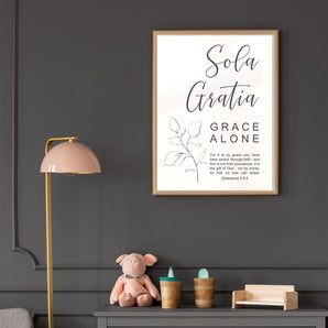 Ephesians 2:8-9 Poster. The 5 Solas of the Reformation Printable Wall Art, Modern Christian Grace (Gratia) Poster