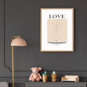 Minimalist Flower Line Art Poster - 'Love. john 3:16', Modern Bible Verse Wall Art, Christian Home Decor Printable