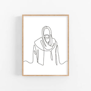 Minimalist Jesus Line Art Poster - Jesus Wall Art, Printable Christian Decor, Baptism Gift, Jesus Portrait
