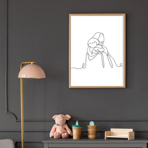 Minimalist Jesus Line Art Poster - Jesus with Child, Printable Christian Wall Art, Baptism Gift, Jesus Portrait