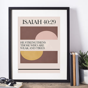 Minimalist Line Art Poster - 'Isaiah 40:29', Bible Verse Wall Art, Printable Christian Home Decor