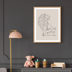 Minimalist Lion of Judah Line Art Poster - 'Revelation 5:5', Bible Verse Wall Art, Christian Nursery Decor, Animal Sketch