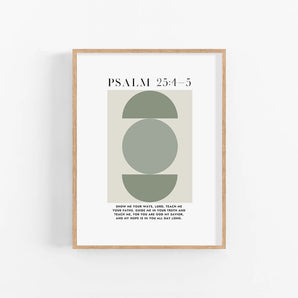Psalm 25:4-5 Bible Verse Poster - Show Me Your Ways Lord, Guide Me In Your Truth, Modern Minimalist Scripture, Christian Home Decor Printable