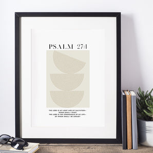 Psalm 27:1 Bible Verse Poster - The Lord is My Light, My Salvation, My Rock, and My Fortress, Modern Scripture Wall Art, Christian Home Decor Printable