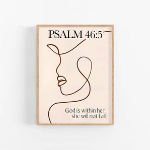 Psalm 46:5 Bible Verse Poster - God Is Within Her, Modern Minimalist Christian Wall Art, Christian Home Decor