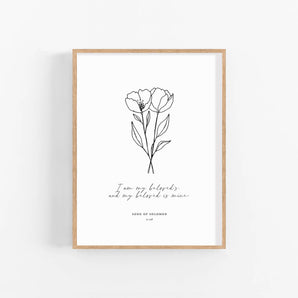 Song of Solomon 2:16 Bible Verse Poster - I Am My Beloved’s and My Beloved Is Mine, Modern Minimalist Scripture, Christian Valentine's Day Wall Art